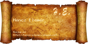 Hencz Elemér névjegykártya